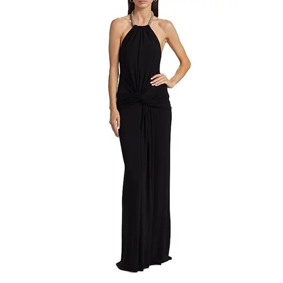 Jonathan Simkhai Annabelle Halter Gown in Black 8 New Womens Maxi Dress - Picture 1 of 16